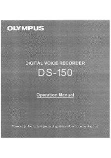 Olympus DS 150 manual. Camera Instructions.